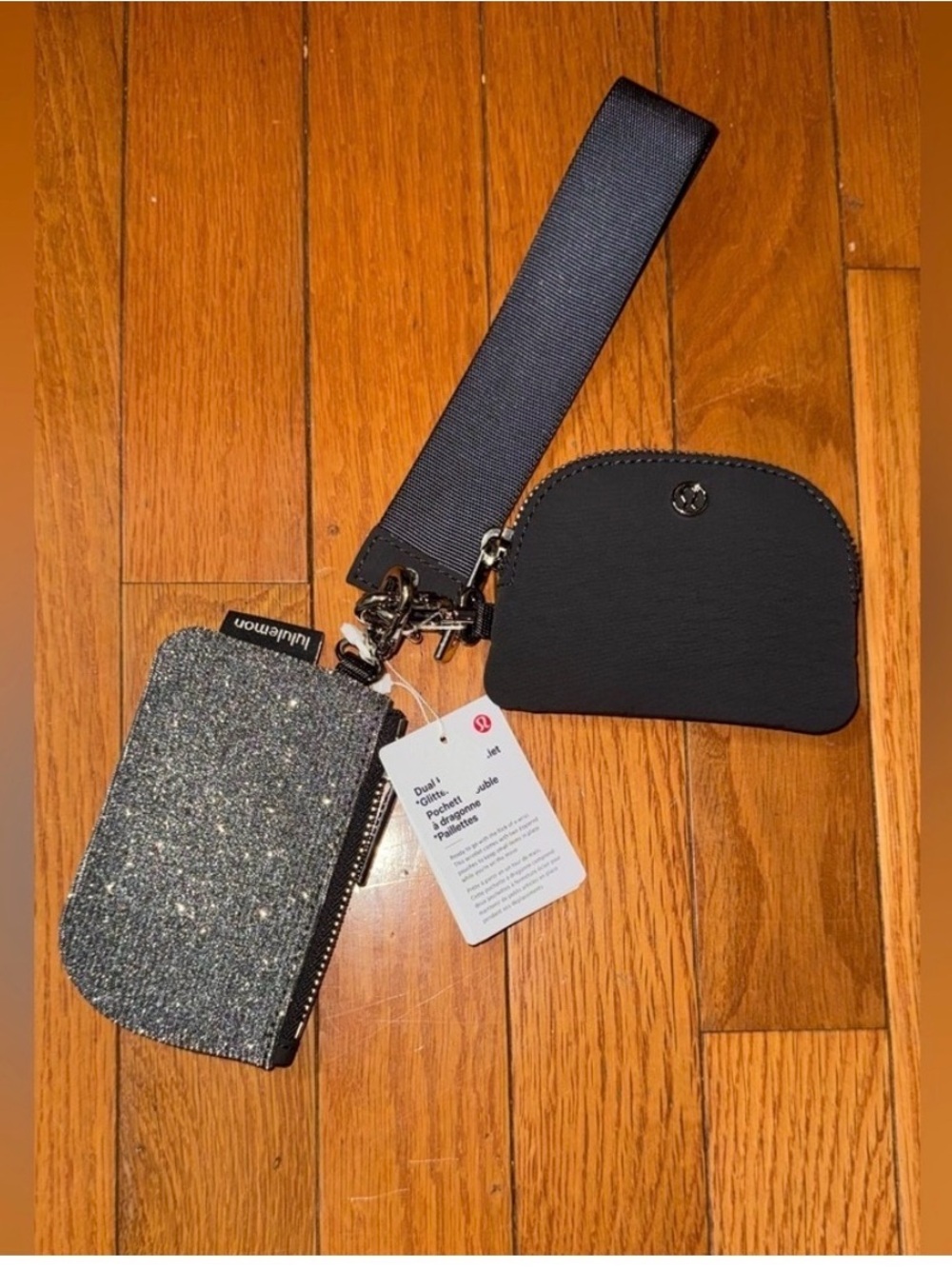 lululemon athletica Black and Sparkle Dual Pouch Wristlet